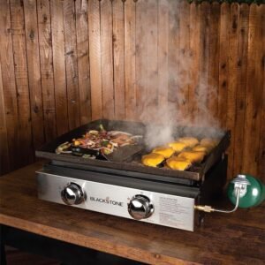 Blackstone 22″ Portable Tabletop Griddle – Dual Burner Flat Top Grill, 24,000 BTU Propane with Stainless Steel Faceplate & Rear Grease System - Image 6